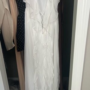 Boohoo White Ruffled Maxi Dress
